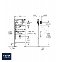 MEDIDAS MODULO URINARIO ELECTRONICO RAPID SL GROHE